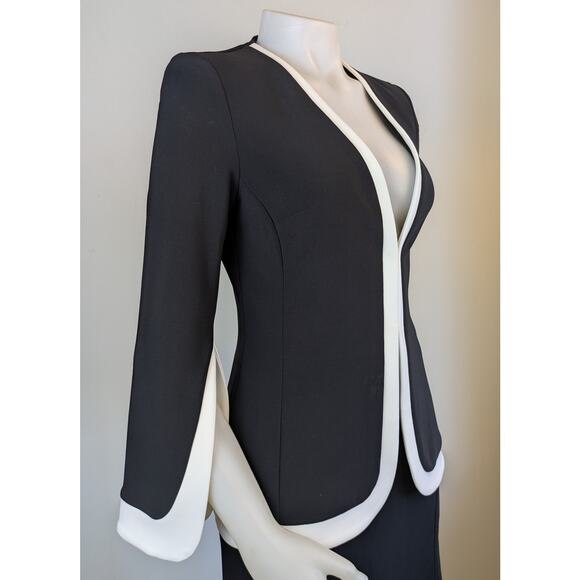 Joseph Ribkoff Blazer 4 Black Ivory Split Sleeve Tailored Sophisticated Jacket - Picture 2 of 9